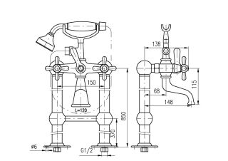 Смеситель для ванны Rav Slezak Morava Retro MK150.5/2CMATSM черный